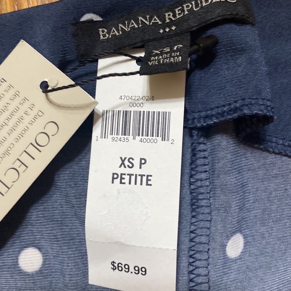 Banana Republic navy & white polka dot v neck sleeveless wrap dress size XSP - Picture 8 of 8